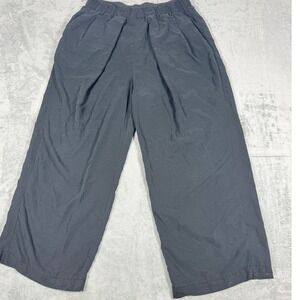 Free People Womens Large Wide Leg Pants Black Modal Blend Elastic Waist Relaxed